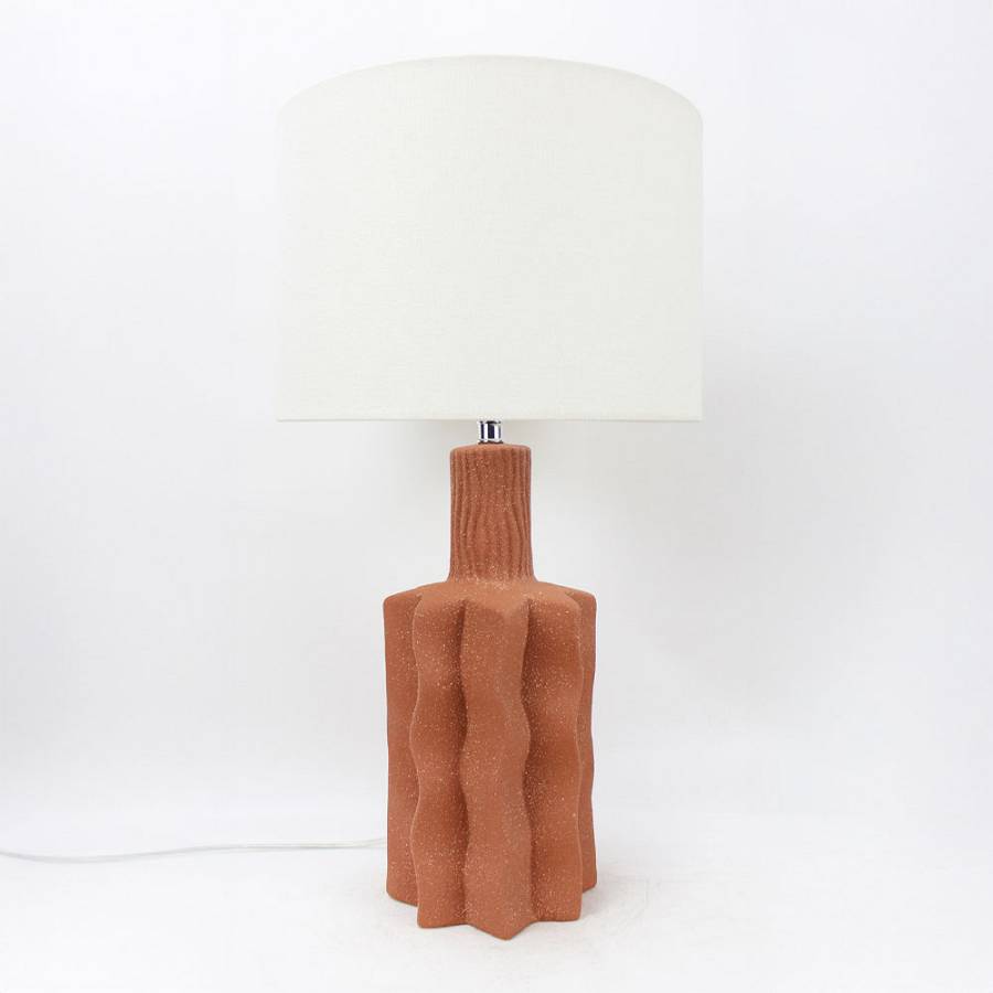 EGLI ΦΩΤΙΣΤΙΚΟ ΕΠΙΤΡΑΠΕΖΙΟ 32x32x56cm ΚΕΡΑΜΙΚΟ TERRACOTTA ΛΙΝΟ ΛΕΥΚΟ