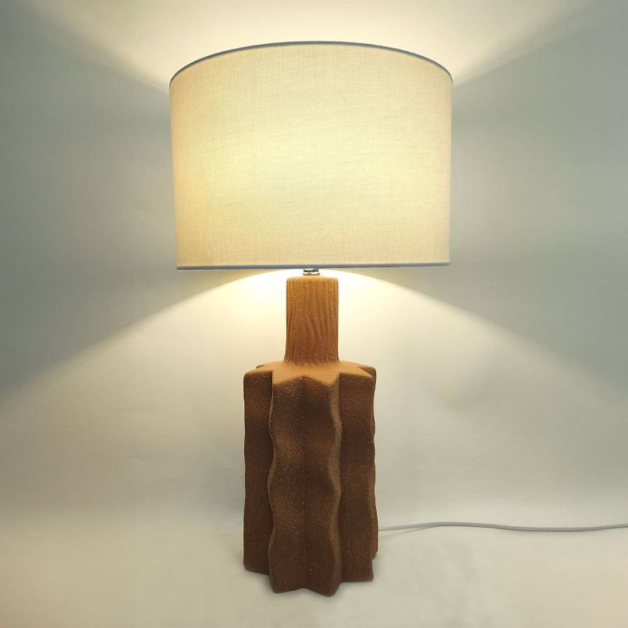 EGLI ΦΩΤΙΣΤΙΚΟ ΕΠΙΤΡΑΠΕΖΙΟ 32x32x56cm ΚΕΡΑΜΙΚΟ TERRACOTTA ΛΙΝΟ ΛΕΥΚΟ