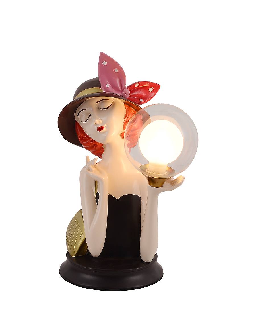 TLC 1123 ΕΠΙΤΡΑΠΕΖΙΑ ΛΑΜΠΑ ΚΟΠΕΛΑ ΜΕ ΜΑΥΡΟ ΦΟΡΕΜΑ ΚΑΠΕΛΟ ΚΑΙ ΚΟΚΚΙΝΟ ΦΙΟΓΚΟ 2XG9