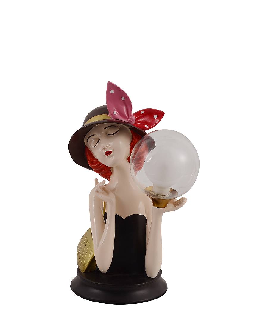 TLC 1123 ΕΠΙΤΡΑΠΕΖΙΑ ΛΑΜΠΑ ΚΟΠΕΛΑ ΜΕ ΜΑΥΡΟ ΦΟΡΕΜΑ ΚΑΠΕΛΟ ΚΑΙ ΚΟΚΚΙΝΟ ΦΙΟΓΚΟ 2XG9