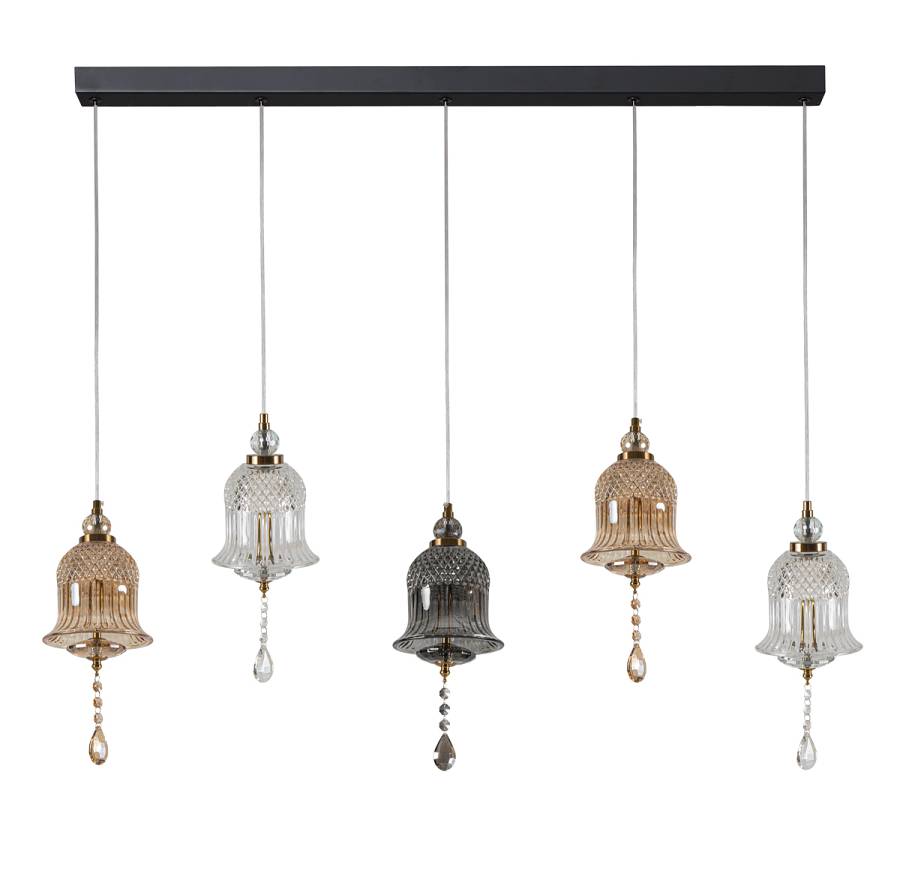 PDC 723-5 ΡΑΓΑ ΜΕ ΓΥΑΛΙΝΕΣ ΚΑΜΠΑΝΕΣ LED-5Χ5W  ΜΕ ΔΙΑΚΟΣΜΗΤΙΚΟ ΚΡΥΣΤΑΛΛΟ