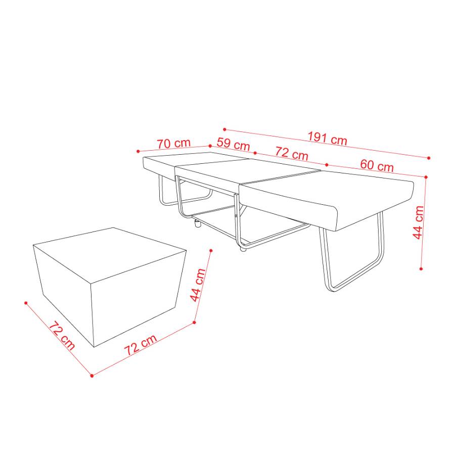 FOLD ΠΟΥΦ ΚΡΕΒΑΤΙ ΑΝΑΔΙΠΛΟΜΕΝΟ OFF WHITE 06-900 70x72x43