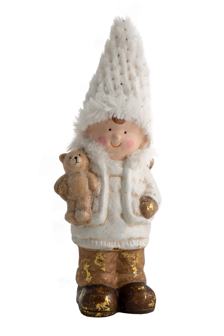 ΚΕΡΑΜΙΚΟ ΚΟΡΙΤΣΙ ΧΡΥΣΟ ΑΣΠΡΟ  ΜΕ ΑΡΚΟΥΔΑΚΙ  9,5Χ8,2Χ25ΕΚ