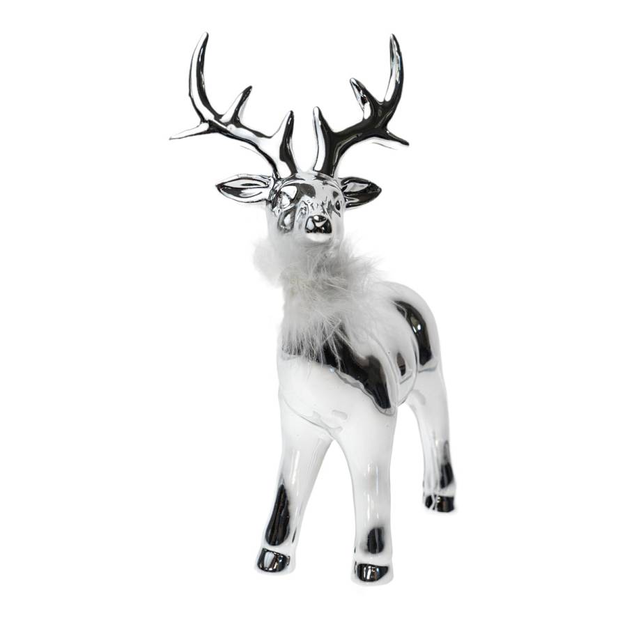 ΧΡΙΣΤΟΥΓΕΝΝΙΑΤΙΚΟΣ ΔΙΑΚΟΣΜΗΤΙΚΟΣ ΤΑΡΑΝΔΟΣ ΚΕΡΑΜΙΚΟΣ ΑΣΗΜΙ ΜΕ ΠΟΥΠΟΥΛΟ ΛΕΥΚΟ13,5Χ8,3Χ23,7ΕΚ