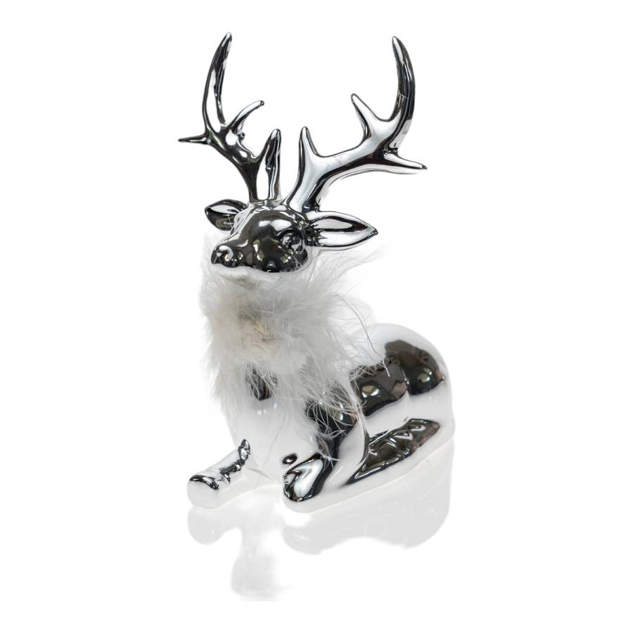 ΧΡΙΣΤΟΥΓΕΝΝΙΑΤΙΚΟΣ ΔΙΑΚΟΣΜΗΤΙΚΟΣ ΤΑΡΑΝΔΟΣ ΚΕΡΑΜΙΚΟΣ  ΑΣΗΜΙ ΜΕ ΠΟΥΠΟΥΛΟ ΛΕΥΚΟ 11,7X813,4ΕΚ