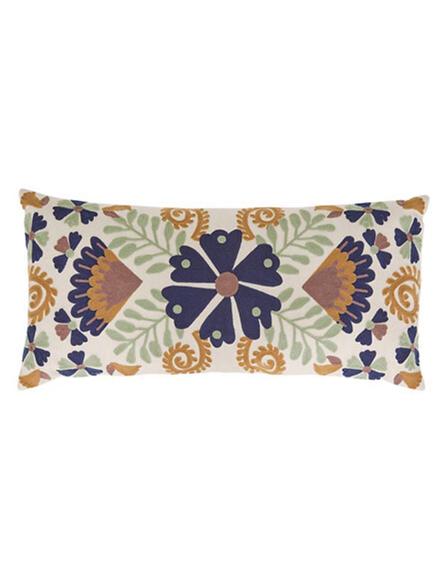 Μαξιλάρι κεντητά λουλούδια 35x75cm