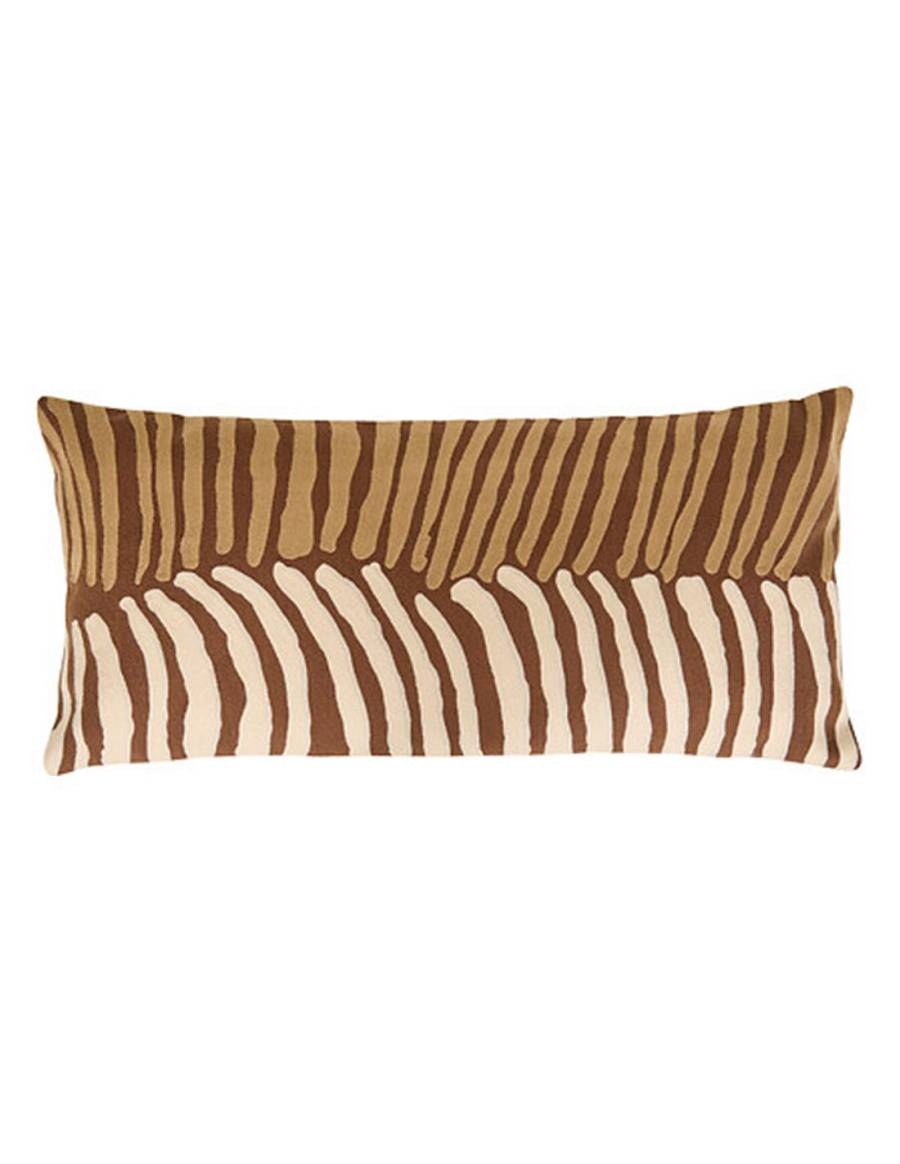 Μαξιλάρι πλεκτό καφέ/μπεζ ρίγες 35x75cm