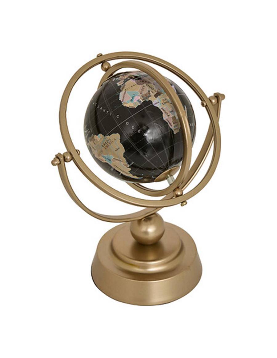 Υδρόγειος μαύρη σε μετ.bronze βάση 20,5x11x24 cm