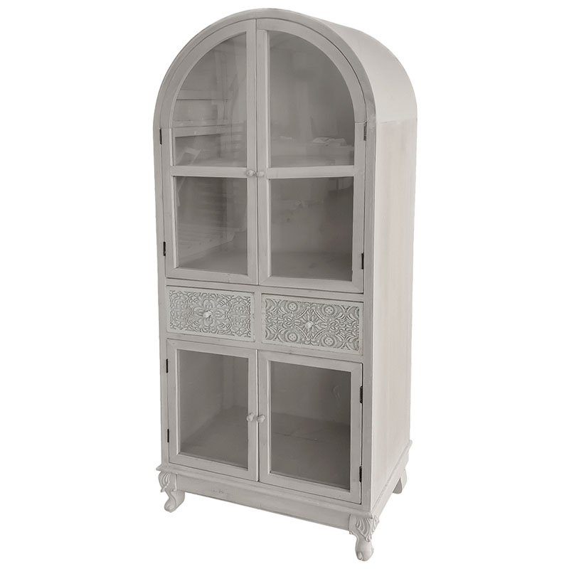 ΞΥΛΙΝΗ ΔΙΑΚΟΣΜΗΤΙΚΗ ΒΙΤΡΙΝΑ ΕΚΡΟΥ ΠΑΛΑΙΩΜΕΝΟ - 67.5x32x160cm 1/ΚΙΒ