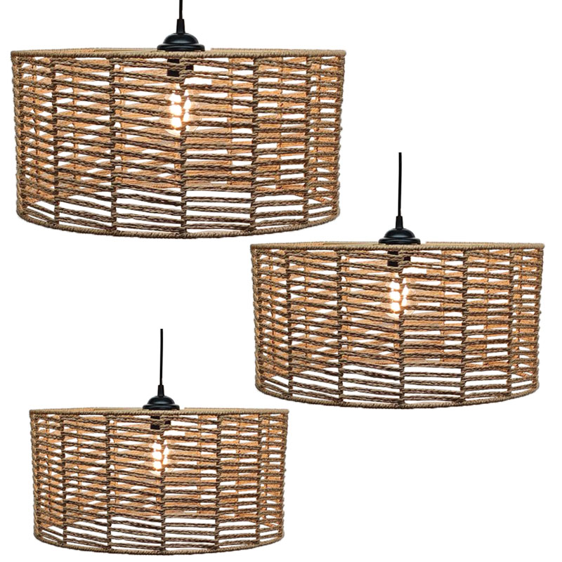 ΦΩΤΙΣΤΙΚΟ ΣΕΤ/3 ΟΡΟΦΗΣ ΚΡΕΜΑΣΤΟ ΚΑΦΕ ΜΕ ΣΧΟΙΝΙ - L:45.5x22.5, M:40x19.3, S:35x16.3cm 4/20ΚΙΒ