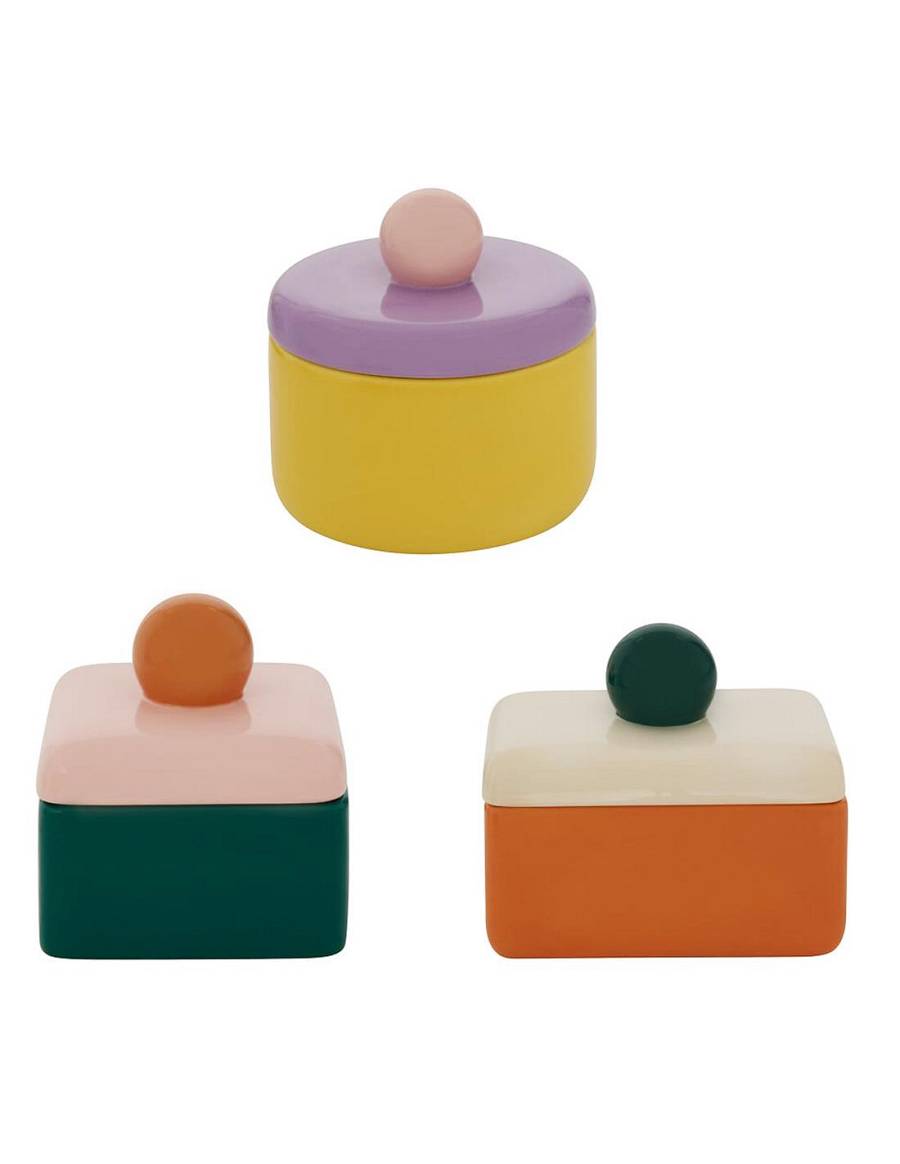 Κουτί κεραμικό 3χρώματα 14,5x13x9cm