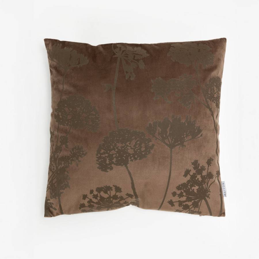 PEONY ΔΙΑΚΟΣΜΗΤΙΚΟ ΜΑΞΙΛΑΡΙ 45x45cm ΒΕΛΟΥΔΟ ΚΑΦΕ