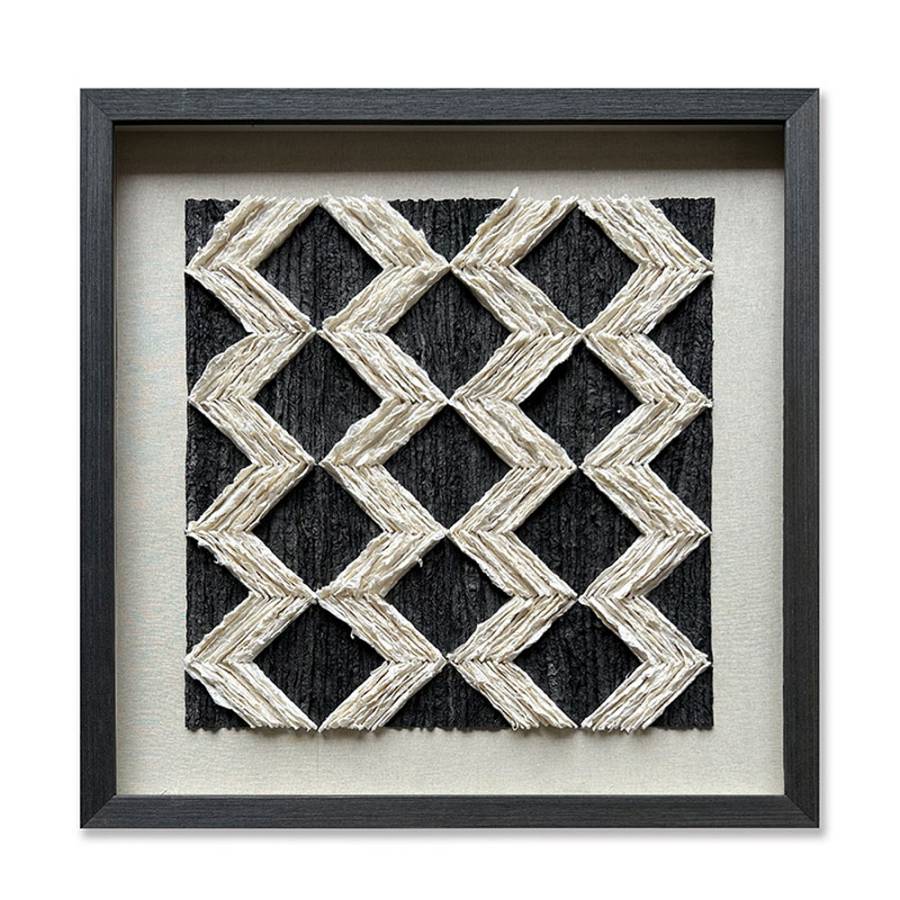 EARTH CRAFT ΠΙΝΑΚΑΣ ΔΙΑΚΟΣΜΗΣΗΣ 60x60x4cm ΧΑΡΤΙ ΜΑΥΡΟ ΜΠΕΖ ΓΥΑΛΙ ΜΑΥΡΟ