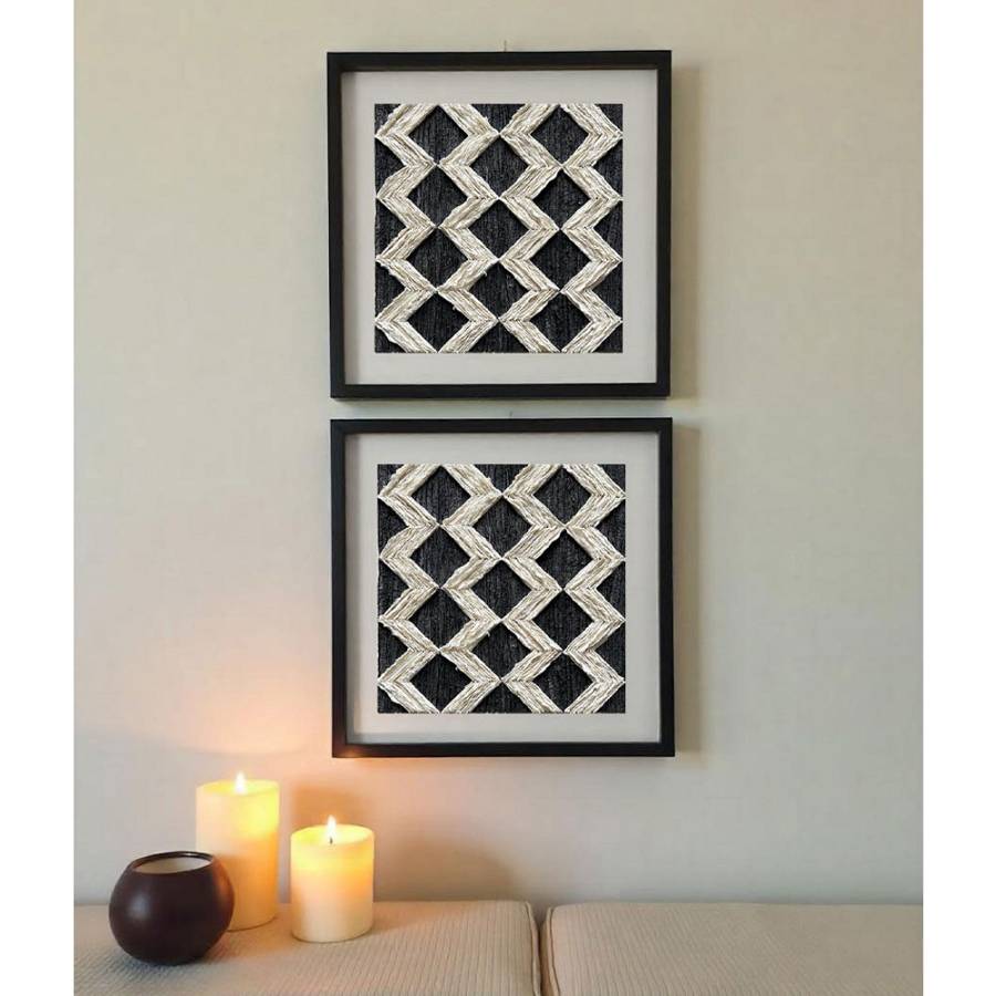 EARTH CRAFT ΠΙΝΑΚΑΣ ΔΙΑΚΟΣΜΗΣΗΣ 60x60x4cm ΧΑΡΤΙ ΜΑΥΡΟ ΜΠΕΖ ΓΥΑΛΙ ΜΑΥΡΟ