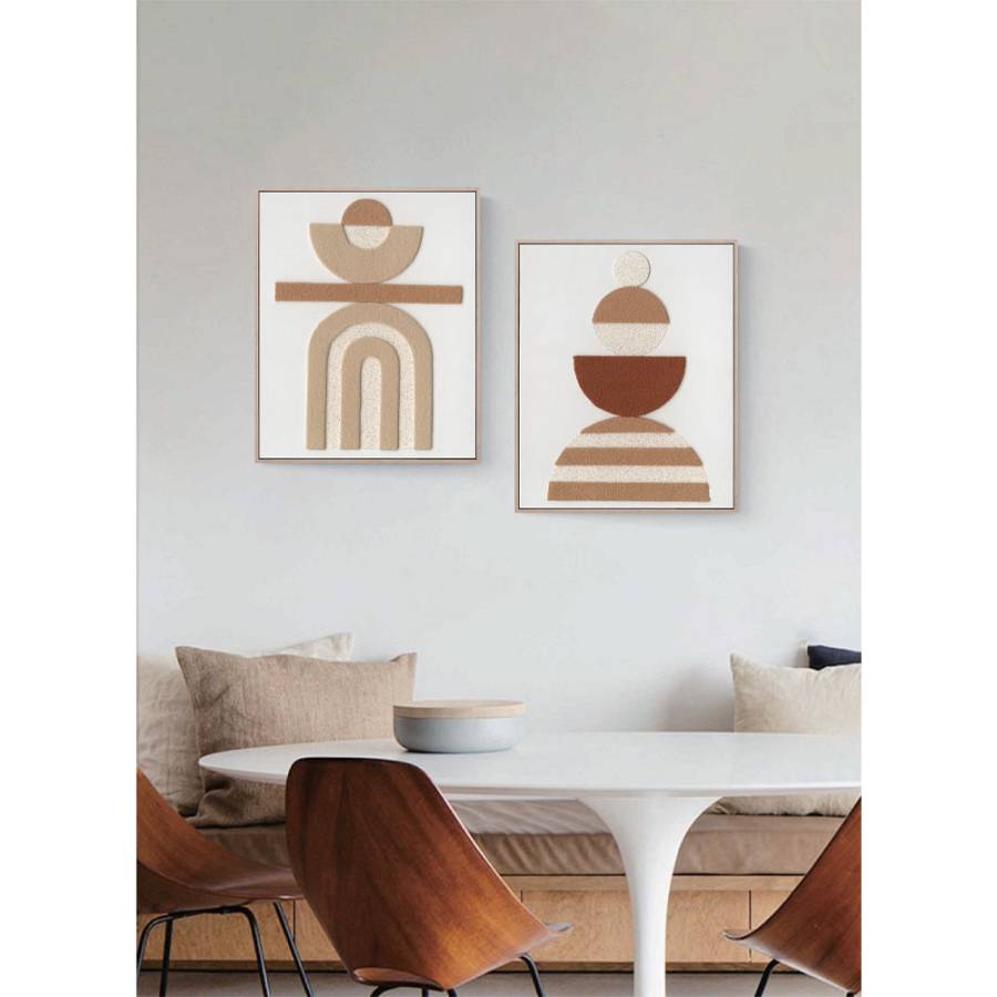 BOHO BALANCE ΠΙΝΑΚΑΣ ΔΙΑΚΟΣΜΗΣΗΣ 80x100x5cm ΚΑΜΒΑΣ TERRACOTTA ΜΠΕΖ ΞΥΛΟ ΦΥΣΙΚΟ