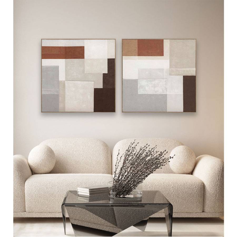 RAGNA SQUARE ΠΙΝΑΚΑΣ ΔΙΑΚΟΣΜΗΣΗΣ 100x100x5cm ΚΑΜΒΑΣ ΠΟΛΥΧΡΩΜΟ ΞΥΛΟ ΦΥΣΙΚΟ