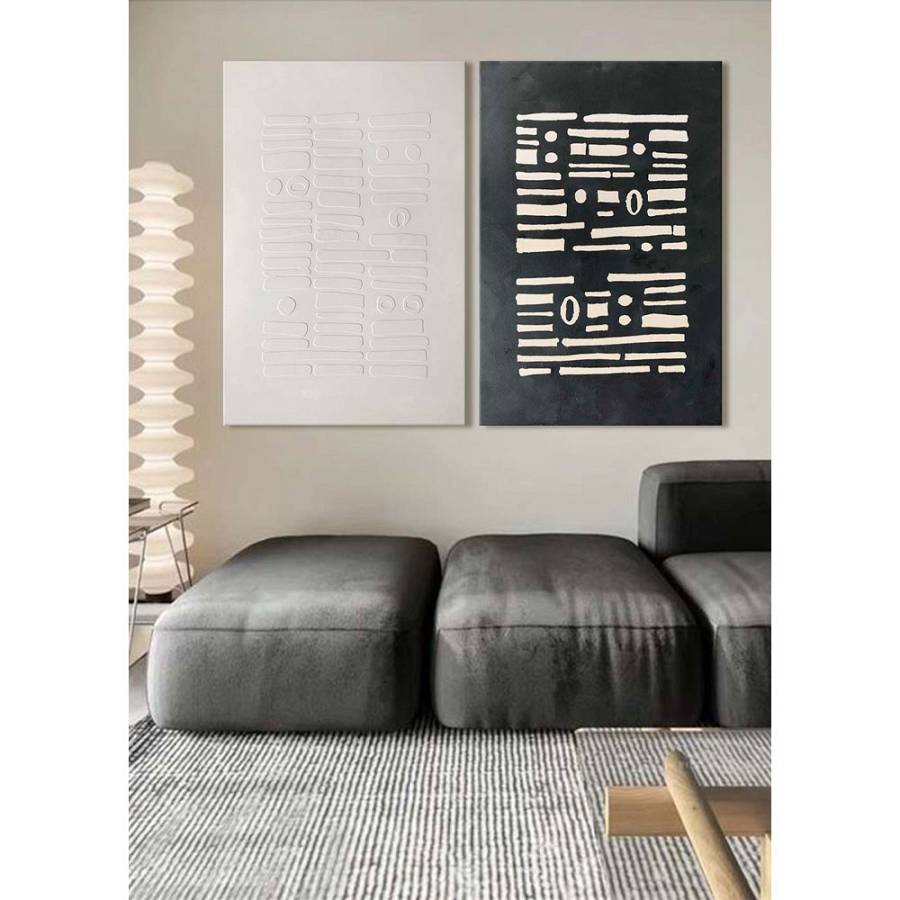 IMPRINT DARK ΠΙΝΑΚΑΣ ΔΙΑΚΟΣΜΗΣΗΣ 80x120x4cm ΚΑΜΒΑΣ ΜΑΥΡΟ ΛΕΥΚΟ MDF