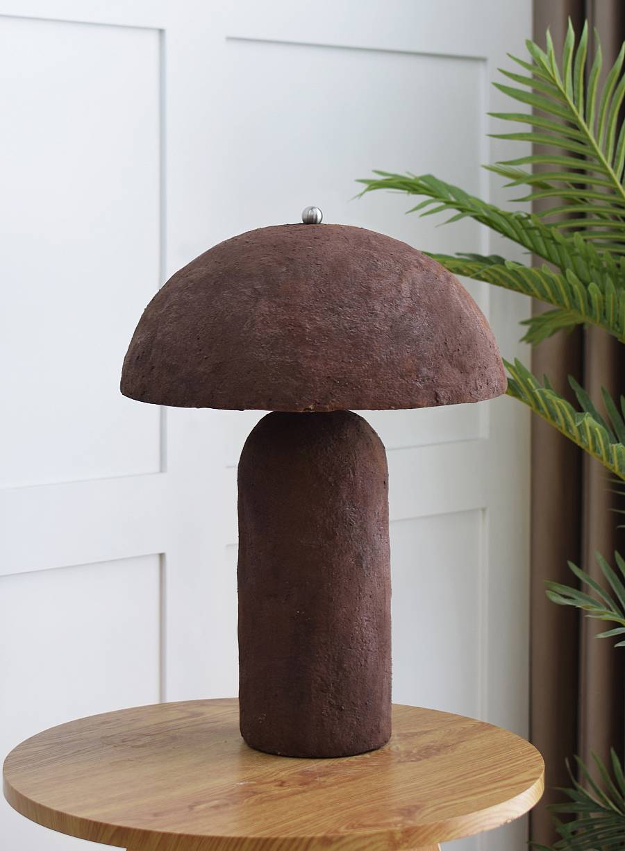 ASHER ΦΩΤΙΣΤΙΚΟ ΕΠΙΤΡΑΠΕΖΙΟ 36x36x50cm PAPER MACHE ΚΑΦΕ