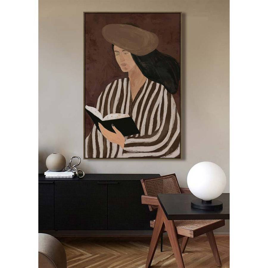 LITERARY CALM ΠΙΝΑΚΑΣ ΔΙΑΚΟΣΜΗΤΙΚΟΣ ΜΕ ΚΟΡΝΙΖΑ 80x120x4cm ΚΑΜΒΑΣ ΚΑΦΕ PP