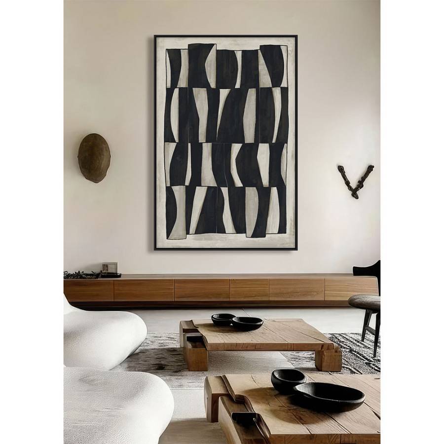 CEBRA ΠΙΝΑΚΑΣ ΔΙΑΚΟΣΜΗΤΙΚΟΣ ΜΕ ΚΟΡΝΙΖΑ 80x120x4cm ΚΑΜΒΑΣ BEIGE ΜΑΥΡΟ ΞΥΛΟ ΜΑΥΡΟ