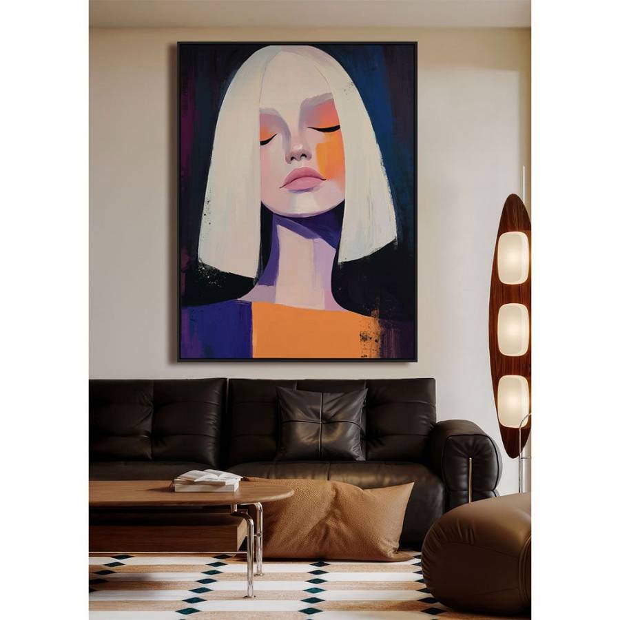 DONNA SOGNA ΠΙΝΑΚΑΣ ΔΙΑΚΟΣΜΗΤΙΚΟΣ ΜΕ ΚΟΡΝΙΖΑ 90x120x4cm ΚΑΜΒΑΣ ΠΟΛΥΧΡΩΜΟ ΞΥΛΟ ΜΑΥΡΟ