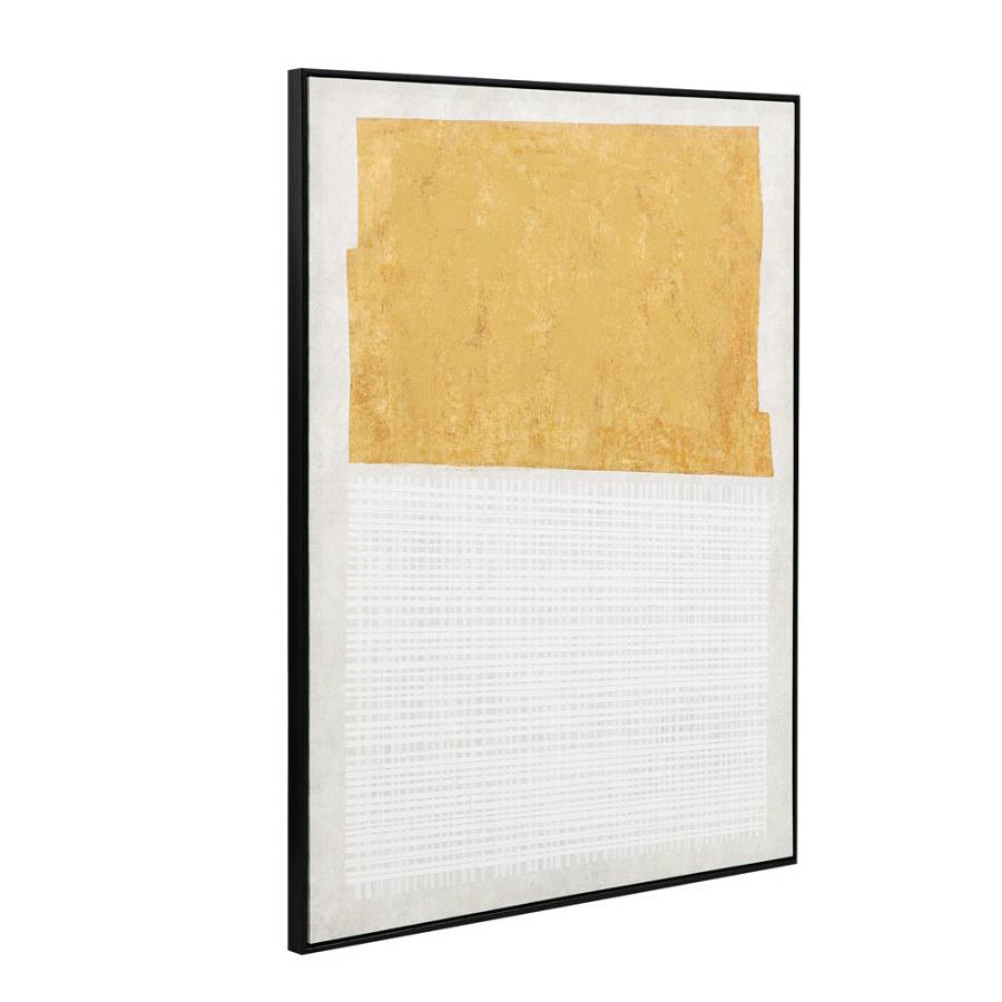 DUE MONDI ΠΙΝΑΚΑΣ ΔΙΑΚΟΣΜΗΤΙΚΟΣ ΜΕ ΚΟΡΝΙΖΑ 90x120x4cm ΚΑΜΒΑΣ ΜΠΕΖ ΜΟΥΣΤΑΡΔΙ ΞΥΛΟ ΜΑΥΡΟ