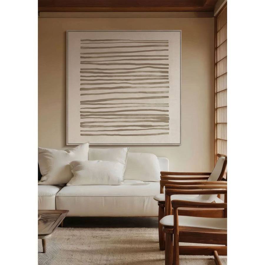 RAYA B ΠΙΝΑΚΑΣ ΔΙΑΚΟΣΜΗΤΙΚΟΣ ΜΕ ΚΟΡΝΙΖΑ 100x100x4cm ΚΑΜΒΑΣ ΜΠΕΖ ΚΑΦΕ ΞΥΛΟ ΦΥΣΙΚΟ