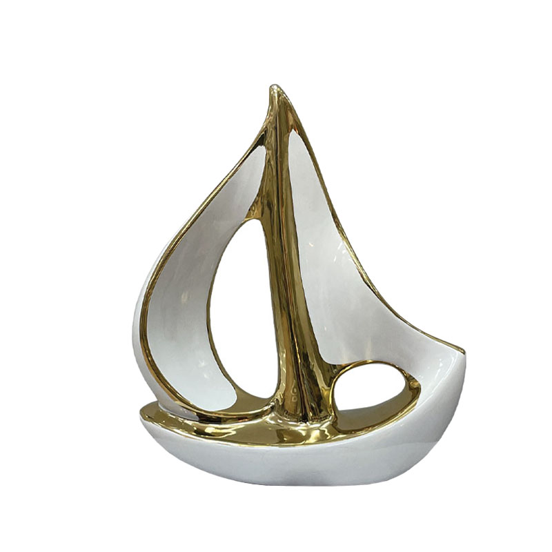 ΚΕΡΑΜΙΚΟ ΔΙΑΚΟΣΜΗΤΙΚΟ ΧΡΥΣΟ/ΛΕΥΚΟ ΚΑΡΑΒΑΚΙ - 25x30cm 36/KIB