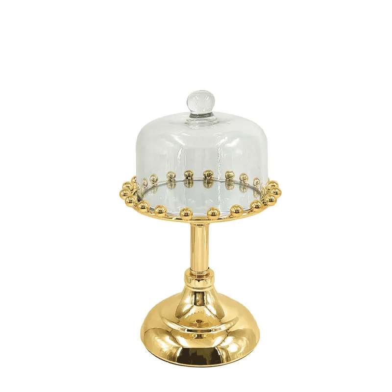 ΤΟΥΡΤΙΕΡΑ ΜΕΤΑΛΛΙΚΗ ΧΡΥΣΟ/ΛΕΥΚΟ ΜΕ ΓΥΑΛΙ ΜΠΙΛΙΕΣ ΨΗΛΟ - Φ15x23cm 24/ΚΙΒ