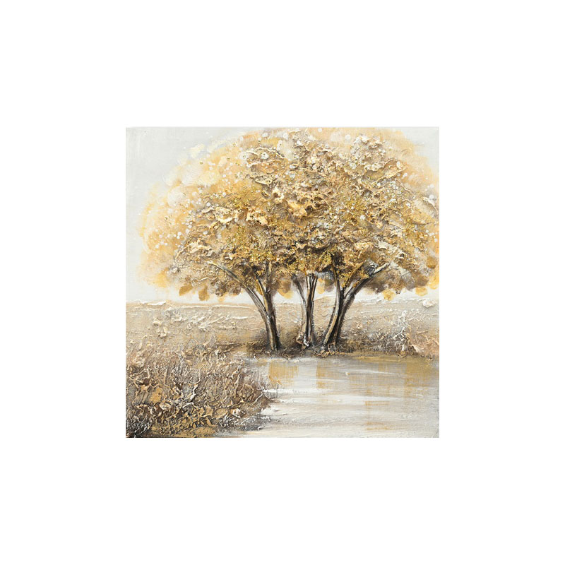 ΠΙΝΑΚΑΣ ΚΑΜΒΑΣ ΜΕ 3 ΧΡΥΣΑ ΔΕΝΤΡΑ ΕΝΩΜΕΝΑ  - 40x40cm 18/KIB