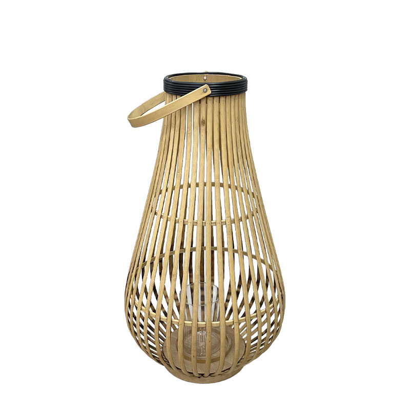 ΦΑΝΑΡΙ ΜΠΑΜΠΟΥ ΦΥΣΙΚΟ ΚΑΦΕ/ΜΑΥΡΟ ΚΑΝΑΤΑ ΜΕ ΧΕΡΟΥΛΙ & ΓΥΑΛΙ ΚΕΡΙΟΥ - Φ32.5x61cm 8/KIB