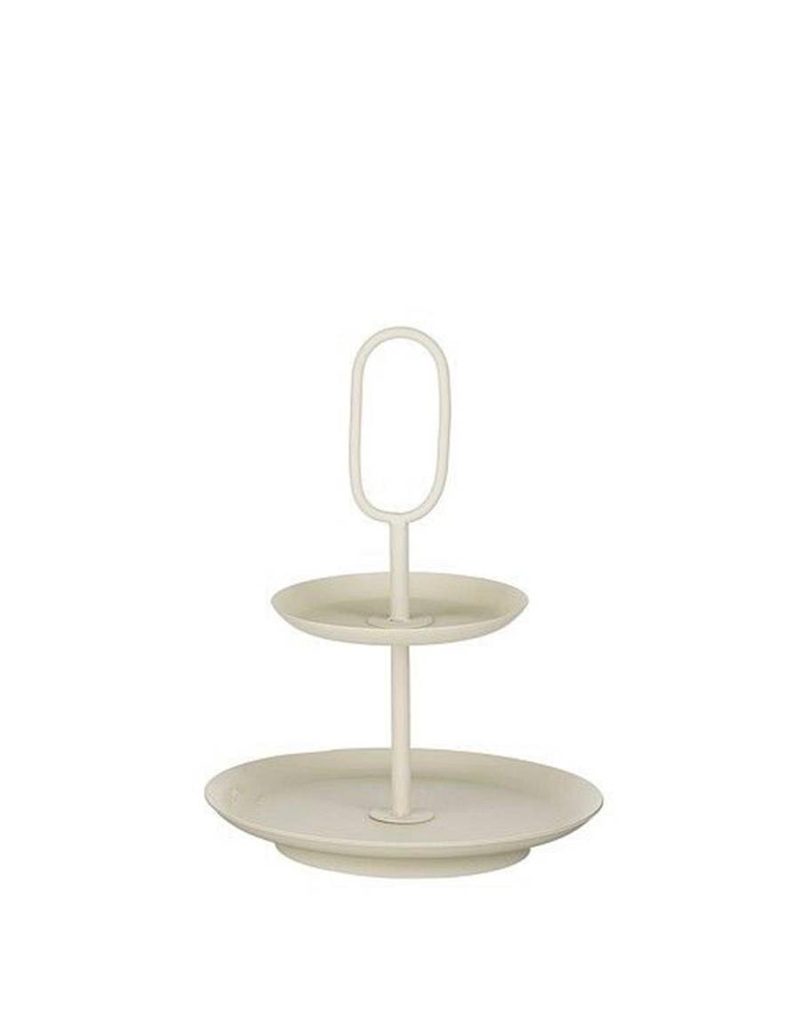 Πιατέλα διώροφη cream Φ36x28cm