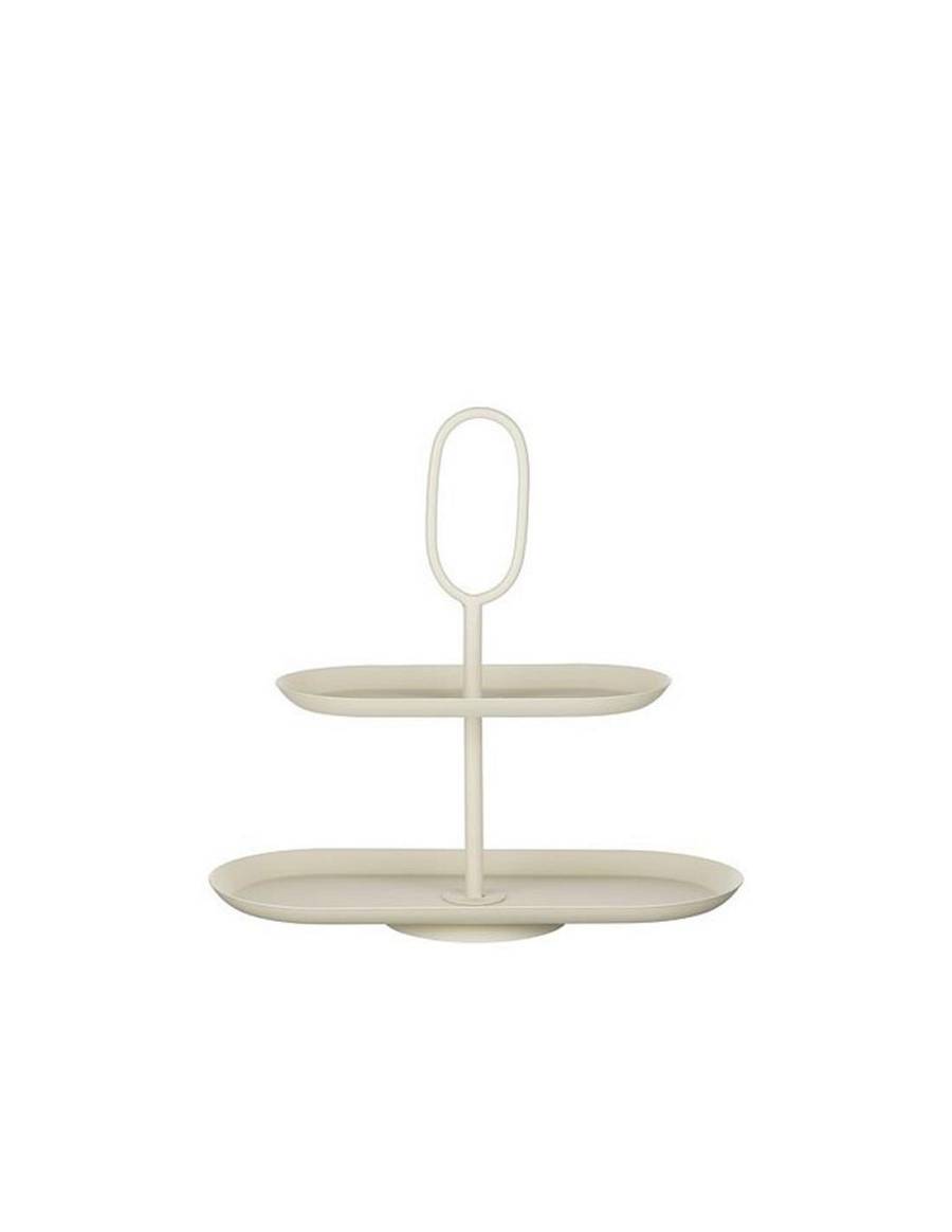 Πιατέλα διώροφη οβάλ cream 38x17x37cm