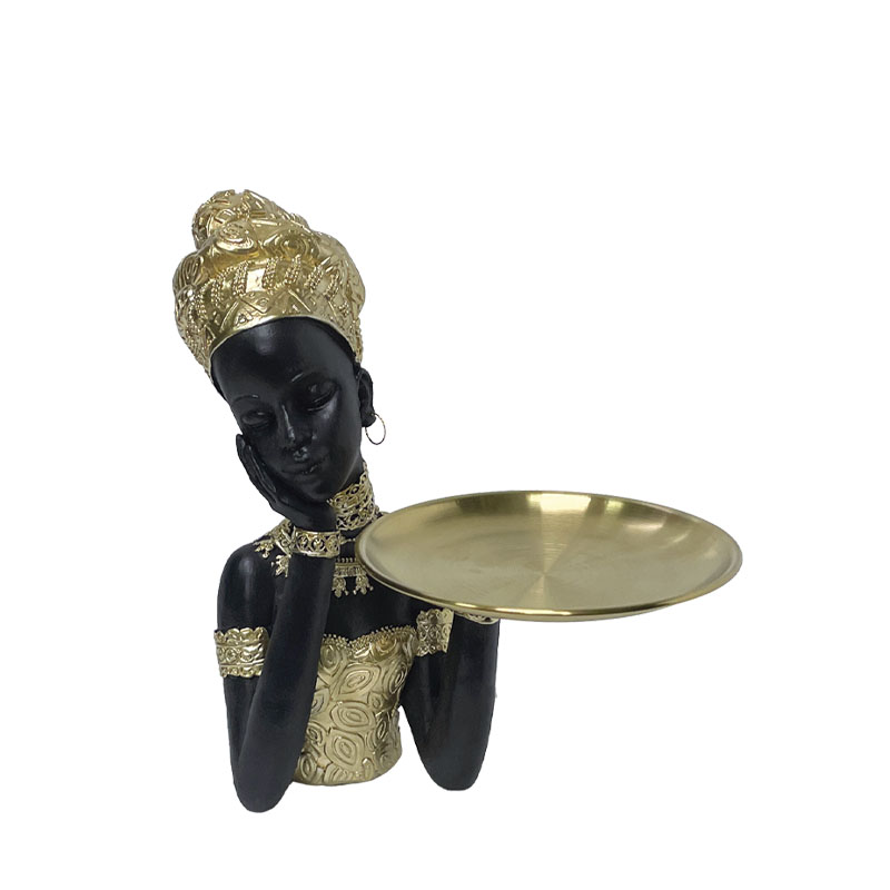 ΔΙΑΚΟΣΜΗΤΙΚΟ ΠΟΛΥΕΣΤΕΡΙΚΟ ΧΡΥΣΟ/ΜΑΥΡΟ ΑΦΡΙΚΑΝΑ ΜΕ ΔΙΣΚΟ ΣΤΟ ΧΕΡΙ - 18x19x23.5cm 18/KIB