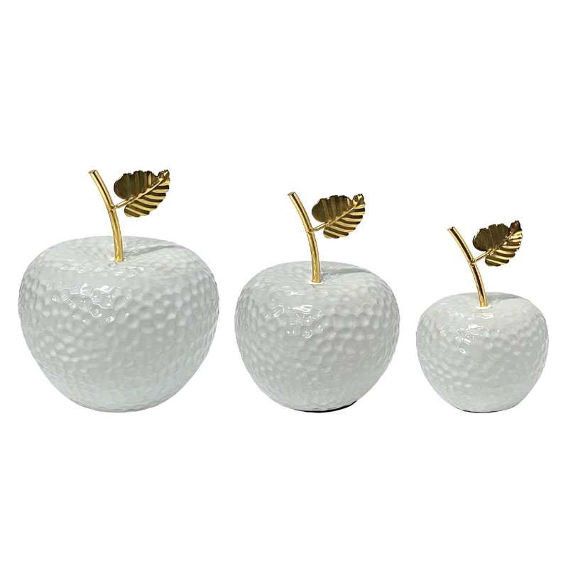 ΚΕΡΑΜΙΚΑ ΔΙΑΚΟΣΜΗΤΙΚΑ ΜΗΛΑ ΣΕΤ3 ΛΕΥΚΟ/ΧΡΥΣΟ - L:Φ13x16, Μ:Φ11.5x15, S:Φ10x14cm 18/KIB