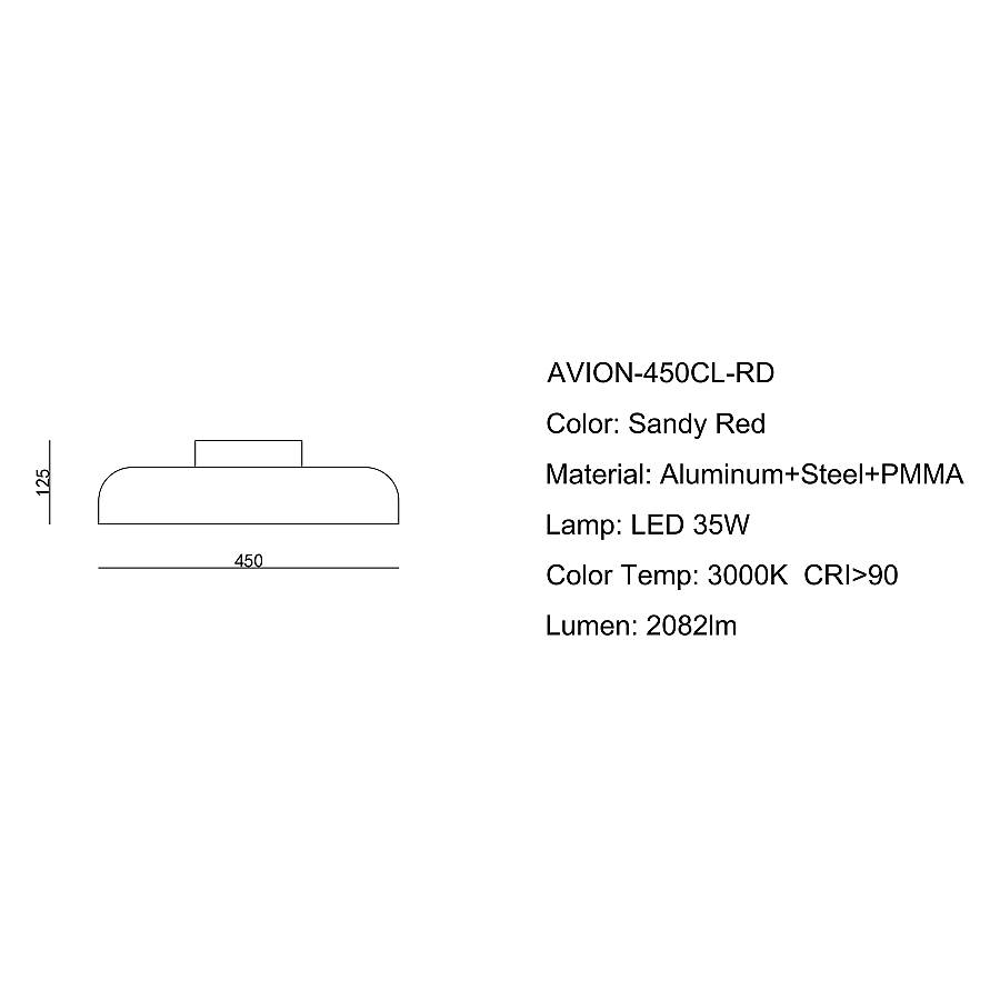 AVION - Βυσσινί Μεταλλικό Φωτιστικό Οροφής