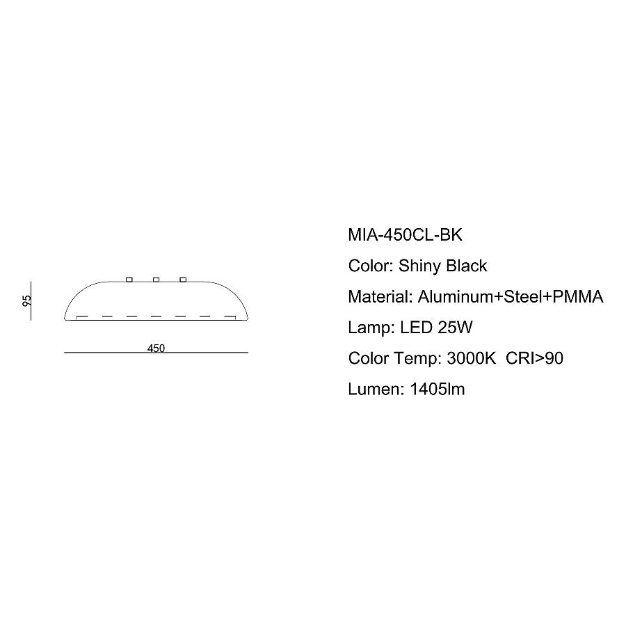 MIA - Μαύρο Μεταλλικό Φωτιστικό Οροφής