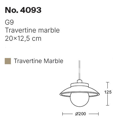 Κρεμαστό φωτιστικό γκρι από travertine marble 1XG9 D:20 x 12.5cm (4093)
