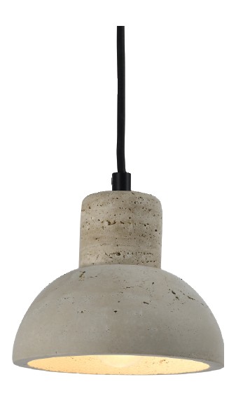 Κρεμαστό φωτιστικό γκρι από travertine marble 1XΕ27 D:15 x 12.5cm (4094)