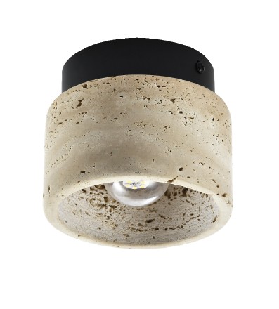 Πλαφονιέρα οροφής γκρι από travertine marble 1XE27 D:12cm (42046)