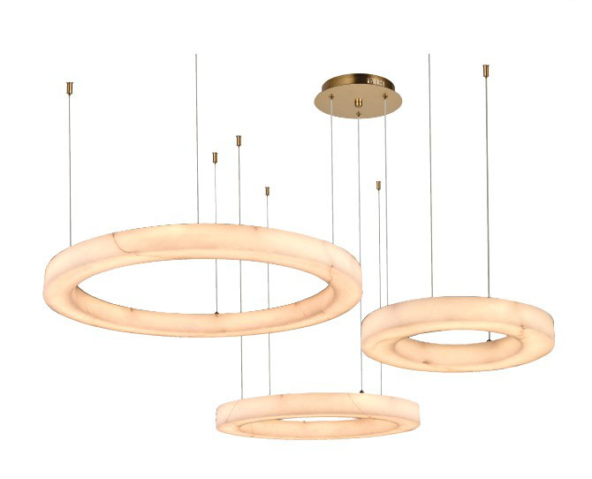 Κρεμαστό φωτιστικό, Alabaster, 65W, 7150 lm, 3CCT (by switch on base)D: 80X6cm-60X6cm-40X6cm(6115-A)