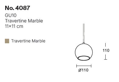 Κρεμαστό φωτιστικό γκρι από travertine marble 1XGU10 D:11 x 11cm (4087)