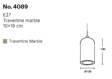 Κρεμαστό φωτιστικό γκρι από travertine marble 1XΕ27 D:10 x 19cm (4089)