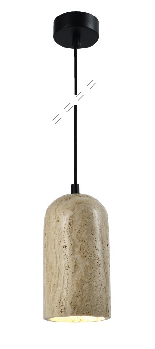 Κρεμαστό φωτιστικό γκρι από travertine marble 1XΕ27 D:10 x 19cm (4089)