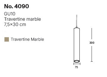 Κρεμαστό φωτιστικό γκρι από travertine marble 1XGU10 D:7,5 x 30cm (4090)