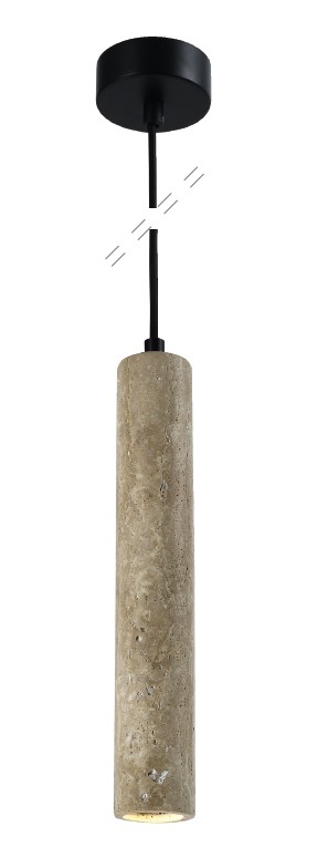 Κρεμαστό φωτιστικό γκρι από travertine marble 1XGU10 D:7,5 x 30cm (4090)