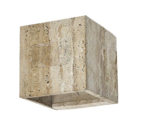 Επιτοίχιο φωτιστικό γκρι από travertine marble 1XG9 D:12 x 12cm (43064)