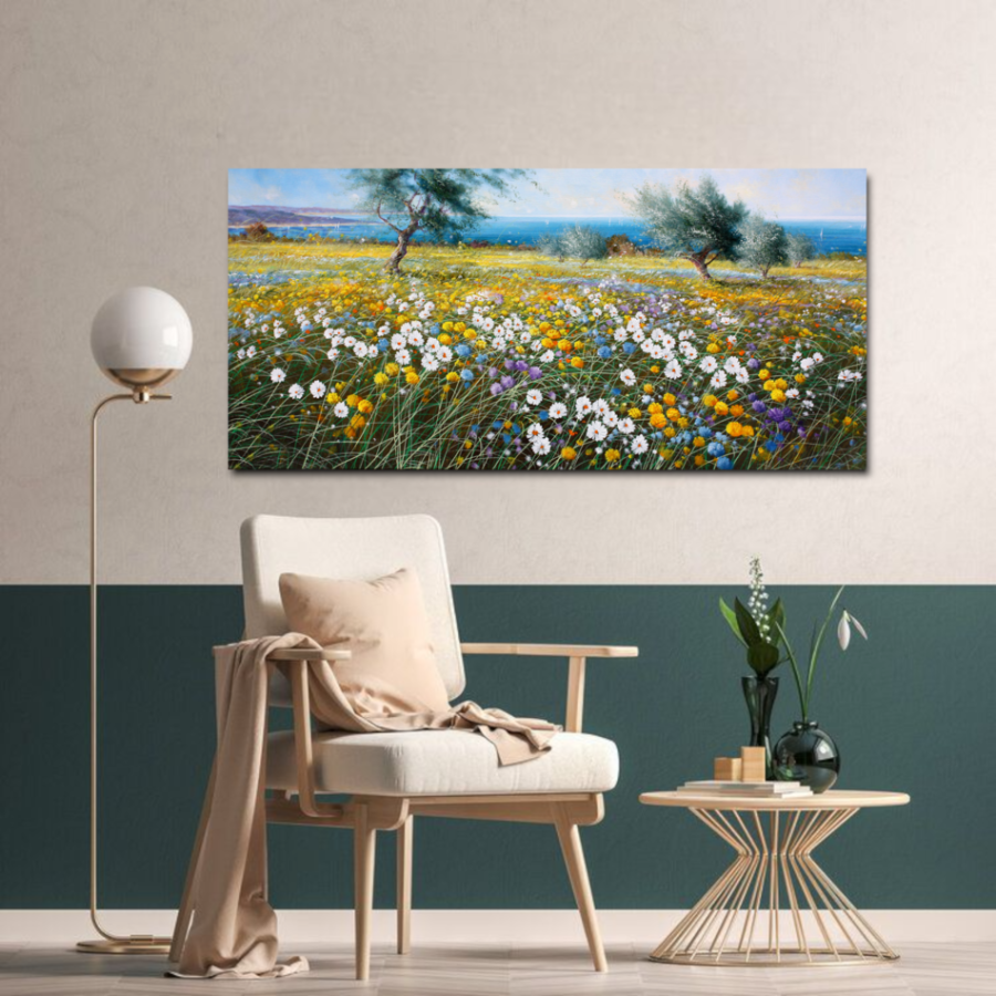 ADL008 - Πίνακας τοπίο με μαργαρίτες