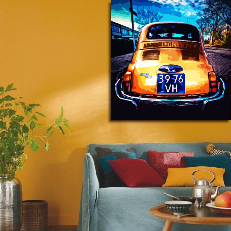 ADL039 - Πίνακας vintage κίτρινο αυτοκίνητο