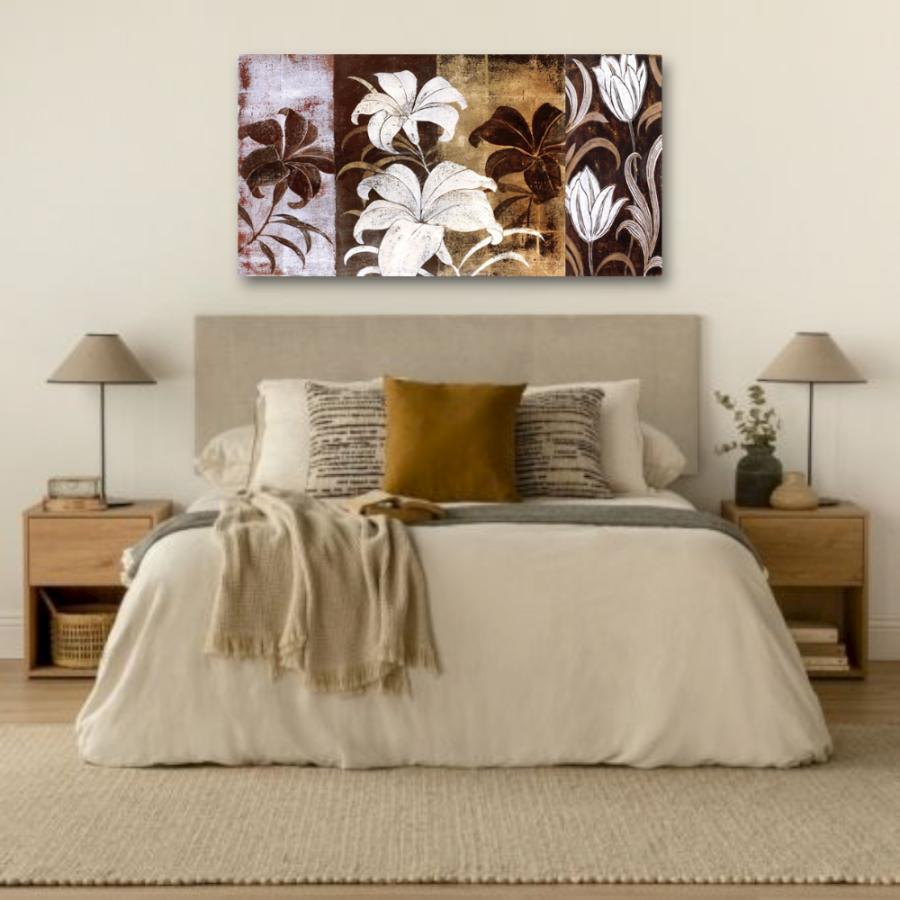 M290 - Πίνακας λουλούδια σε γήινες αποχρώσεις